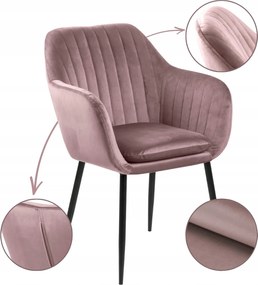 Nappali Étkezőszék Halvány Rózsaszín kárpitozott karfával