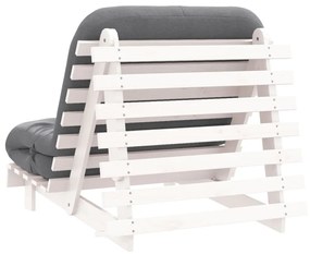 fehér tömör fenyőfa futon kanapéágy matraccal 80 x 206 x 11 cm