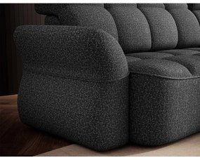 Sötétszürke bársony kinyitható-tárolóhelyes sarokkanapé (jobb oldali-heverő résszel) Beneth – ELTAP