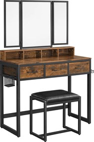 Rusztikus barna és fekete fésülködőasztal