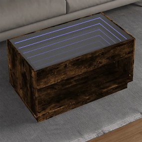 Füstös tölgy végtelen hatású LED-es dohányzóasztal 90x50x50 cm