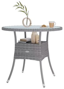 Casaria® Rattan asztal Ø60 cm - szürke