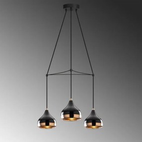 Kábelen függő csillár YILDO 3xE27/40W/230V fekete/rézszínű