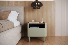 Elivo éjjeliszekrény 50 cm fiókkal, fém lábakon - eukaliptusz / baltic dune tölgy