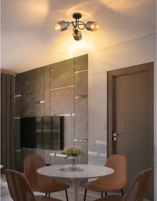 Globo 15560-3DC Mennyezeti lámpa, fém matt fekete, fém matt bronz színű, borostyánszínű üveg, ø: 430mm, M: 260mm, 3x E27 40W 230V izzók nélkül