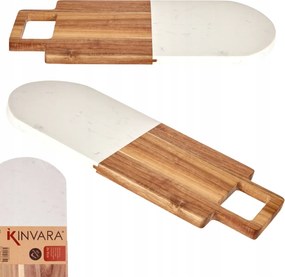 Konyhai Vágódeszka Fogantyúval Fehér Márvány 38x18 Tartós Ellenálló