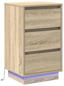 Éjjeli kabinet LED világítással Sonoma tölgy 39x34,5x65 cm Szerelt fa