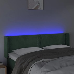 sötétzöld bársony LED-es fejtámla 147 x 16 x 78/88 cm