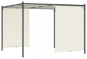fehér-krémszínű acélpergola állítható tetővel 3 x 3 m