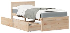 tömör fenyőfa ágykeret fiókokkal és matraccal l 100 x 200 cm
