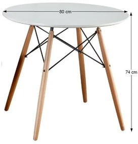 Étkezőasztal, fehér/bükk, GAMIN II NEW 80cm