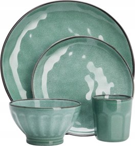 Ebédlő Szett 16 Db-os 4 Személyes Bögre+tányér Zöld