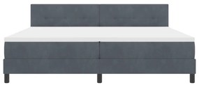 Boxspring Ágy Mattal Sötétszürke 200x200 cm Bársonyos