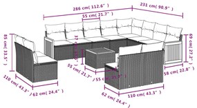 13 részes bézs polyrattan kerti ülőgarnitúra párnákkal