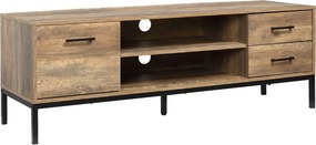 HOMCOM Fa TV Állvány 50 Hüvelykig Terjedő Tévéhez, 2 Fiókkal és 2 Polccal, Kábelkezeléssel, 132 x 39 x 45,5 cm Barna/Fekete | Aosom