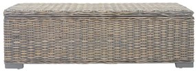 szürke natúr kubu rattan és tömör mahagóni fa tárolódoboz 110 cm