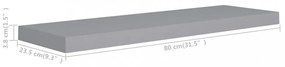4 db szürke MDF lebegő fali polc 80 x 23,5 x 3,8 cm