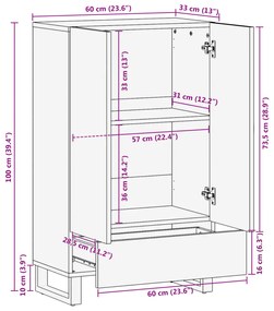 Highboard 60x33.5x100 cm Szilárd Mangó