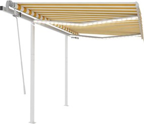 vidaXL sárga és fehér kézzel kihúzható LED-es napellenző 3 x 2,5 m