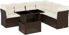 vidaXL 7 részes barna polyrattan kerti ülőgarnitúra párnákkal