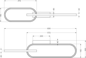 Zuma Line C241145502A - RAVON LED mennyezeti lámpatest 2xLED/24W/230V fekete/arany