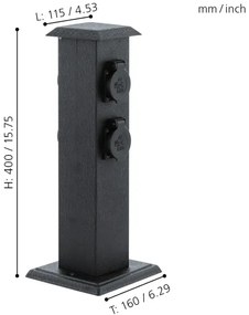 EGLO 93426 - kültéri kert oszlop aljzatokkal SCHUKO IP44