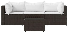4 részes barna polyrattan kerti ülőgarnitúra párnákkal
