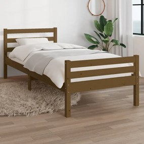 Small Single mézbarna tömör fa ágykeret 75 x 190 cm