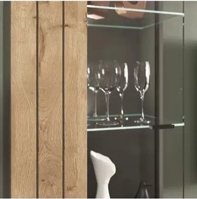 Mason 1 ajtós vitrin tölgy/szürke