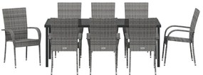 5 részes Kerti Étkezőszett – Szürke Poli Rattan