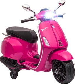 AIYAPLAY Elektromos Gyermekmotor 3 Éves Kor Felett Vespa Licencelt Akkumulátoros 6V USB MP3 LED Fény FM Rádió 3 km/h Sebességig 35 kg Teherbírás Rózsa