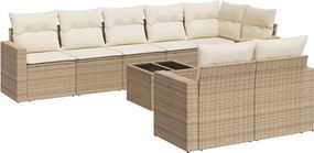 vidaXL 9 részes bézs polyrattan kerti ülőgarnitúra párnákkal