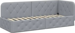 vidaXL Sarokágy keret fejtámlával Világosszürke 80 x 200 cm szövet