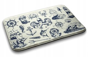 Fürdőszobaszőnyeg puha Tengeri szimbólumok 75x45 cm