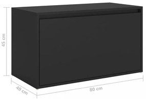 fekete szerelt fa előszoba pad 80 x 40 x 45 cm