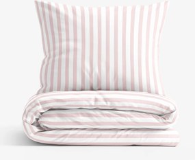 Goldea pamut ágyneműhuzat - púderrózsaszín csíkos 140 x 200 és 70 x 90 cm