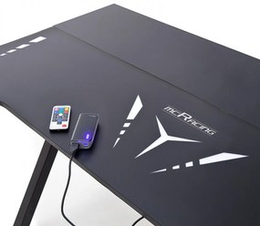 mcRACING Basic 4 gamer íróasztal fekete karbon optika borítással és beépített LED világítással
