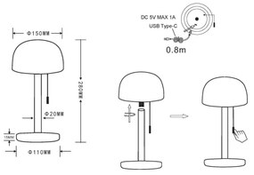Globo 21016CH - NORMAN LED asztali lámpa 1,5W 3000-6000K barna