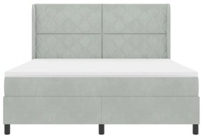 Boxspring Ágy Matrac és LED Világítás Szürke 180x200 cm Bársony