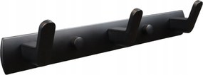 Loft fali akasztó 3 akasztóval – alumínium, matt fekete (250 mm).