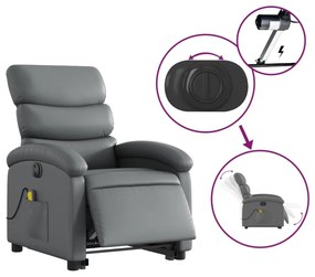 elektromos szürke műbőr felállást segítő dönthető masszázsfotel