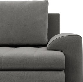 Tokio U alakú sarokkanapé, 3 ágyneműtartóval, bársony, univerzális oldal, világosszürke