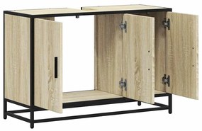 sonoma tölgy szerelt fa fürdőszobai mosdószekrény 90x33x60 cm