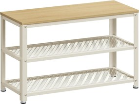2 polcos cipőtartós pad, 30 x 73 x 45 cm tölgy bézs és klasszikus fehér