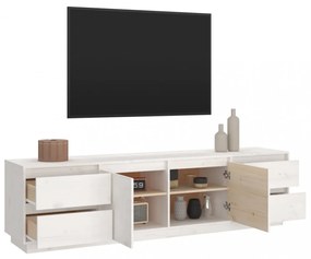 fehér tömör fenyőfa TV-szekrény 176 x 37 x 47,5 cm