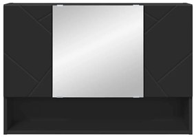 Fürdőszobai tükörszekrény Fekete 80 x 17 x 55 cm Faanyag