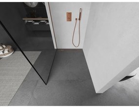Mexen Kioto, Walk-In zuhany paraván 50 x 200 cm, 8 mm átlátszó üveg fekete mintás, réz matt profil, 800-050-101-65-70