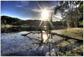 Poszterek 120x80 Naplemente a tóparton