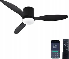 Mennyezeti Ventilátor AjieQaQ Távirányítóval App Led Lámpa Ventilátorral 106CM Fekete