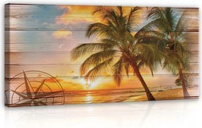 Vászonkép 115x55 Trópusi Iránytű Fa Nyugat a tengerparton Boho Nappali
